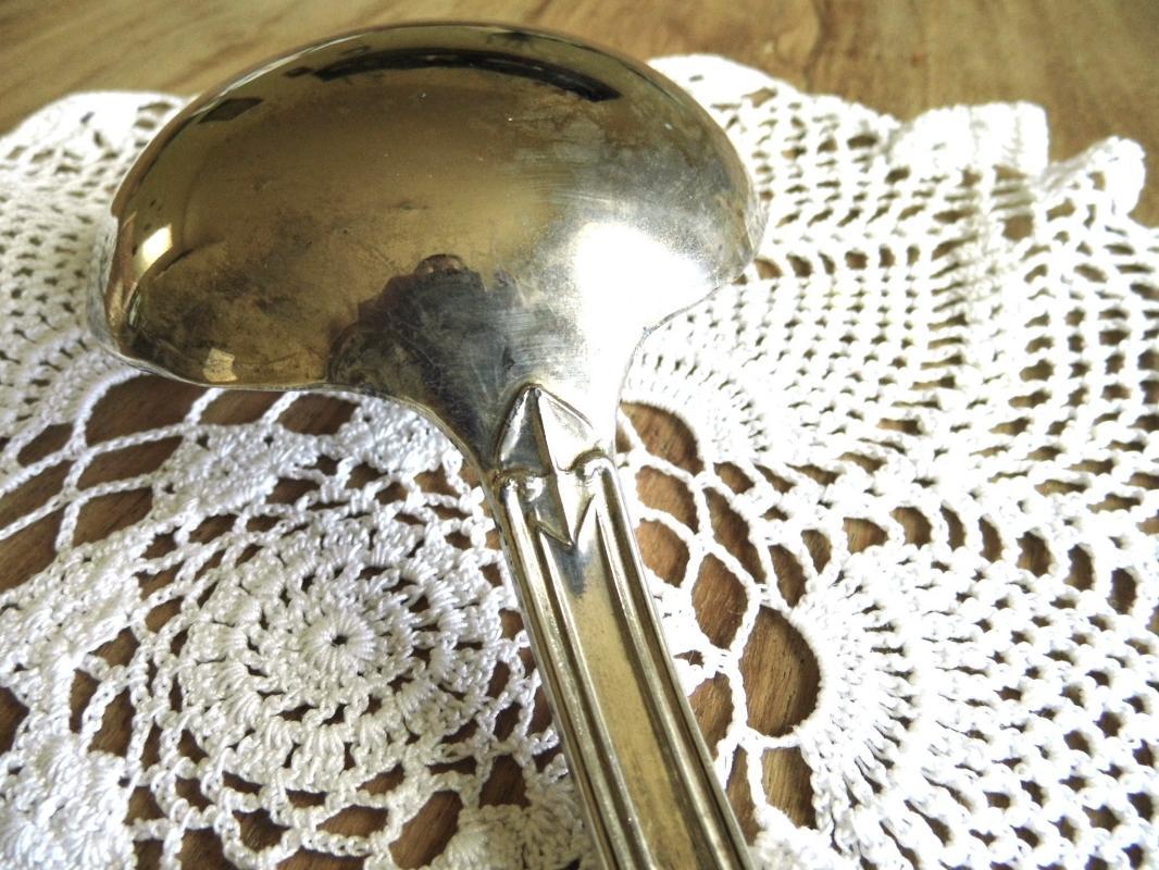 Antique Silver Plated Ladle Italian Soup Punch Ladle Soup Spoon Vintage Large Sauce Serving Gravy Ladle Ornate Flatware Silverware Tableware