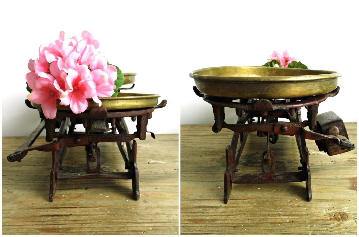 Antique Kitchen Scale Vintage Market Balance Hungary Cast Iron Metal Brown Scale Counter Scale Rustic Farmhouse Kitchen Industrial Decor