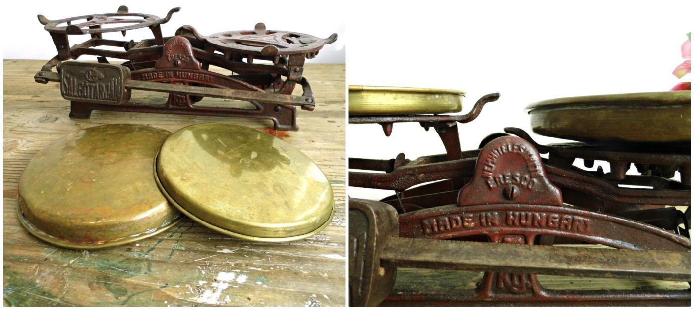 Antique Kitchen Scale Vintage Market Balance Hungary Cast Iron Metal Brown Scale Counter Scale Rustic Farmhouse Kitchen Industrial Decor