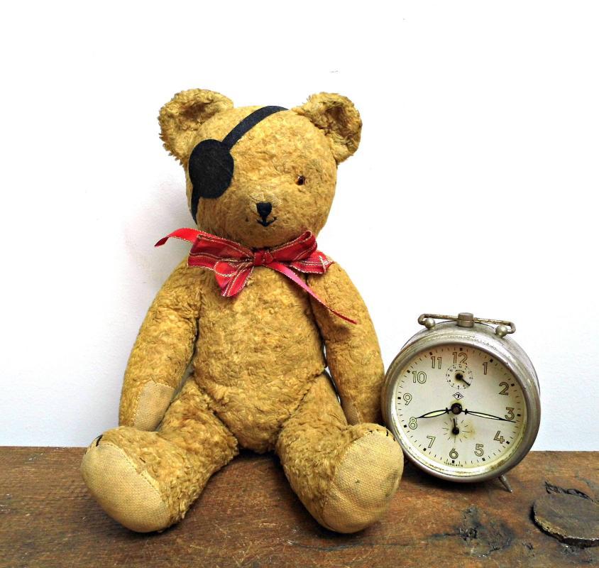 Antique Teddy Bear Mohair Vintage German Plush Toy Stuffed Animal Handmade Jointed Collectible Teddy Kid Toy Brown Rustic Nursery Room Décor