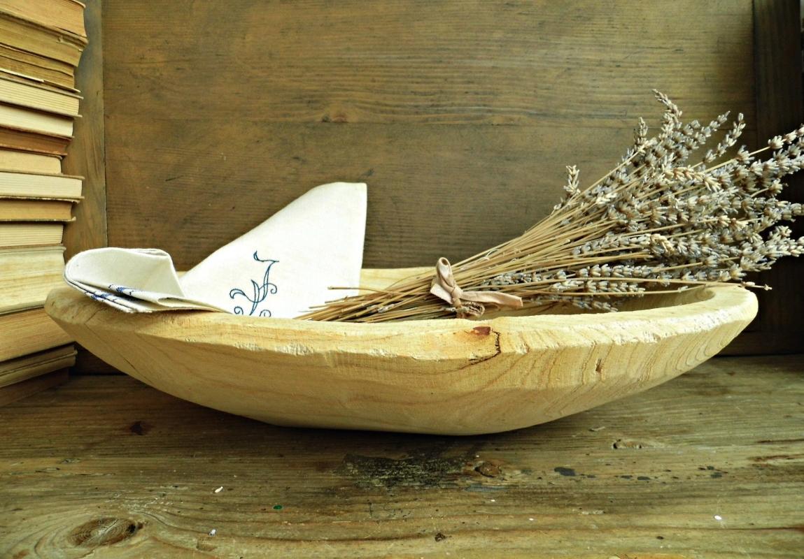 Vintage Large Wooden Dough Bowl Primitive Trencher Hand Carved Poplar Wood Decorative Dish Bowl Primitive Rustic Kitchen Farmhouse Decor