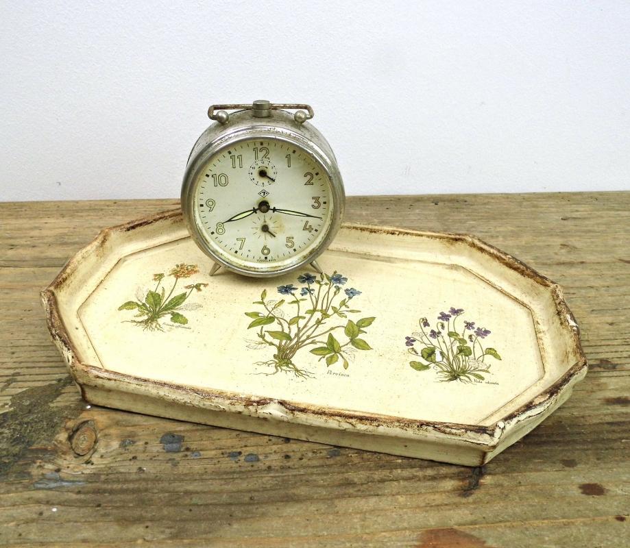 Vintage Italian Florentine Tray Wood Vanity Trinket Medicinal Herbs Beige Dresser Jewelry Tray Scallops Serving Platter Shabby Cottage Chic