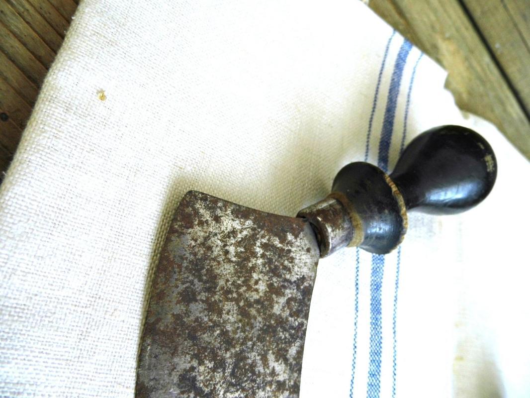 Antique Mezzaluna Rocking Slicer Vintage Herb Chopper Wood Food Mincer Double Handled Vegetable Cutter Knife Kitchen Utensil Farmhouse Decor