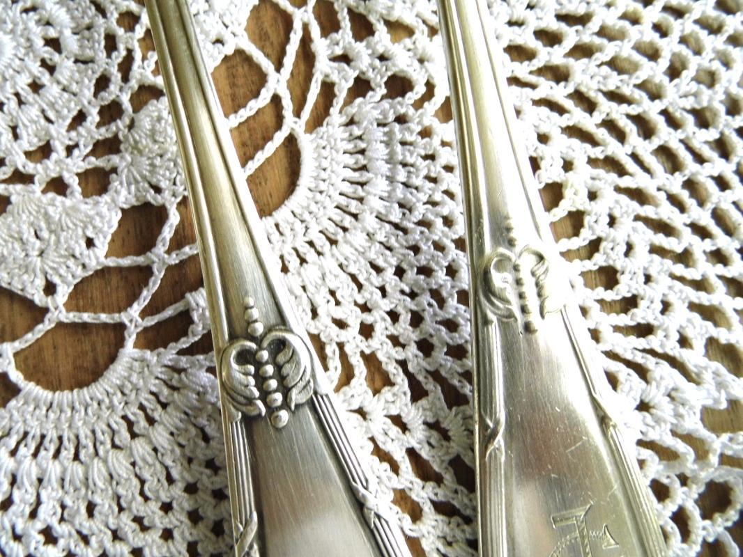 Set 6 Antique Dining Soup Spoon Maltese Silver Plated Monogram JG Ornate Silverplated Spoon Vintage Tableware Silverware Art Deco Dinnerware