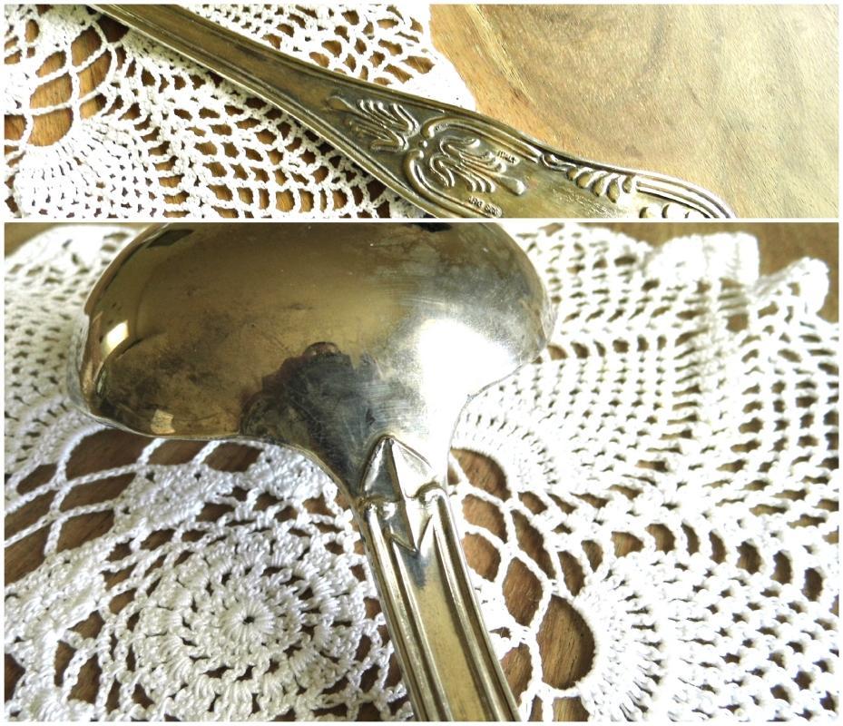 Antique Silver Plated Ladle Italian Soup Punch Ladle Soup Spoon Vintage Large Sauce Serving Gravy Ladle Ornate Flatware Silverware Tableware