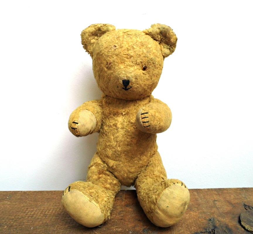 Antique Teddy Bear Mohair Vintage German Plush Toy Stuffed Animal Handmade Jointed Collectible Teddy Kid Toy Brown Rustic Nursery Room Décor
