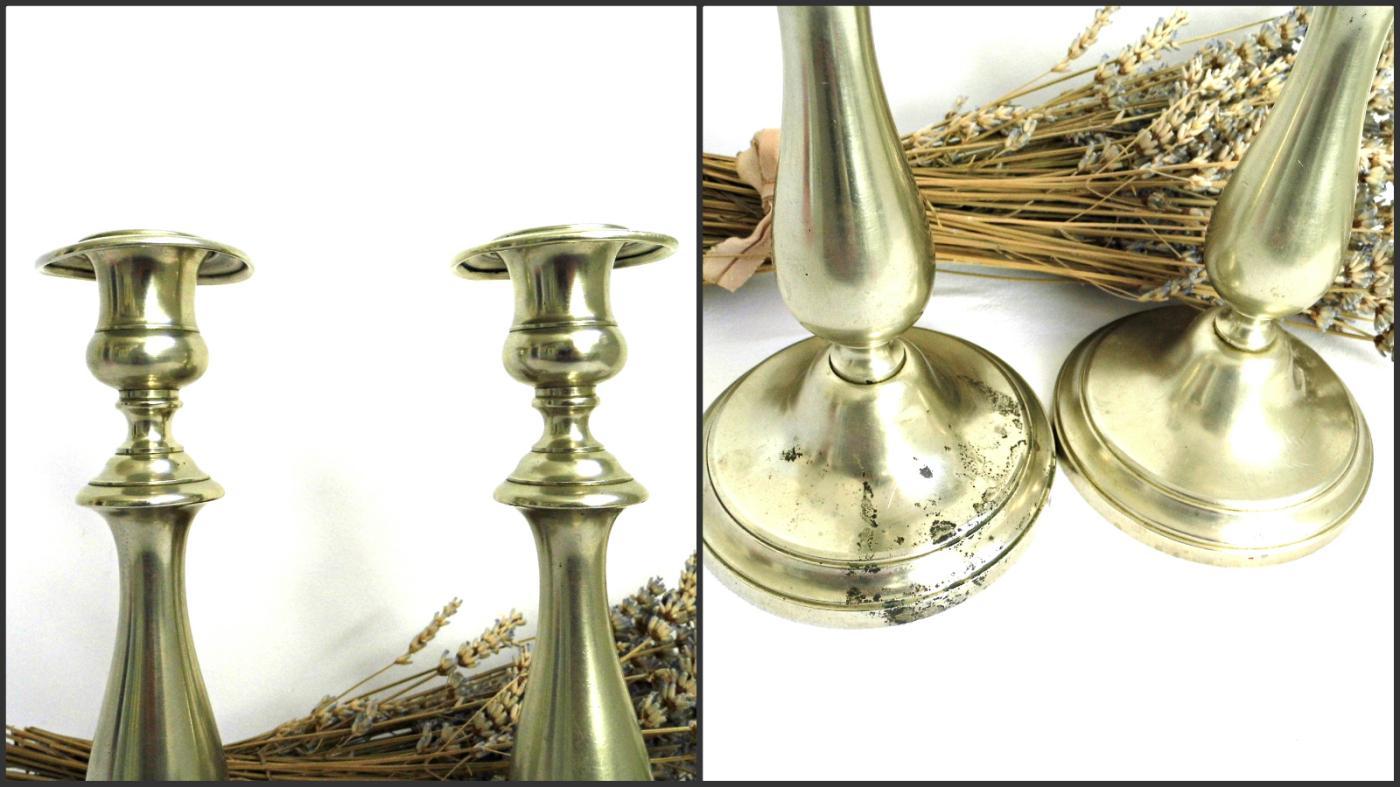 1870s Antique BMF Candlestick Holder Set 2 Berndorf Metalware Factory Vintage Metal Candle Holder Alpaca Nickel Silver Plated Collectibles