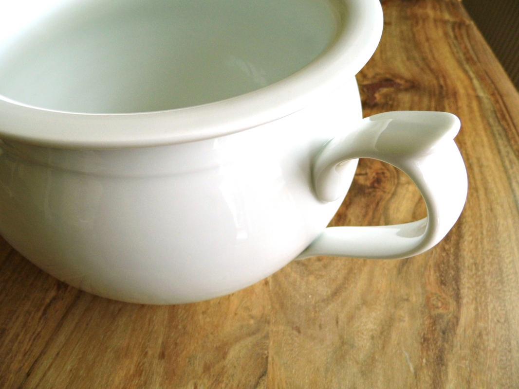 Antique Chamber Pot Porcelain Vintage H&C Bohemia Czech White Flower Pot Handle Planter French Farmhouse Shabby Cottage Decor Vase Ironstone