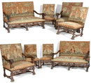 Salon Set (2 settee, 2 armchairs, 2 side chairs) based on the Lady with the Unicorn