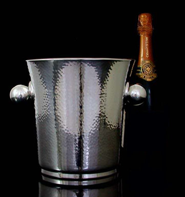 Art Deco Modernist Silver Plate hammered Wine Cooler, Germany C.1935, Quist