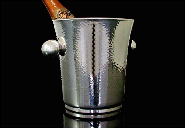 Art Deco Modernist Silver Plate hammered Wine Cooler, Germany C.1935, Quist