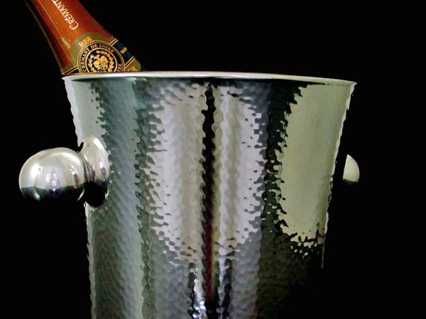 Art Deco Modernist Silver Plate hammered Wine Cooler, Germany C.1935, Quist
