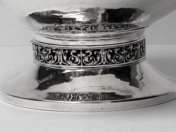 A.E.Jones Arts and Crafts Silver hammered design large Bowl, Birmingham 1920