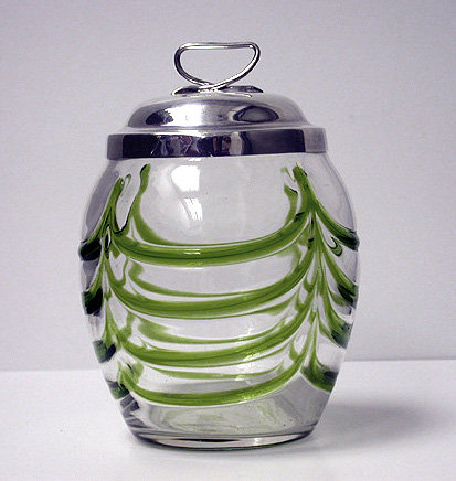 Art Nouveau silver and glass Honey Pot, Birmingham 1906
