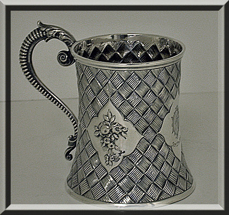 Antique Victorian Silver Mug, London 1863 by Robert Harper.
