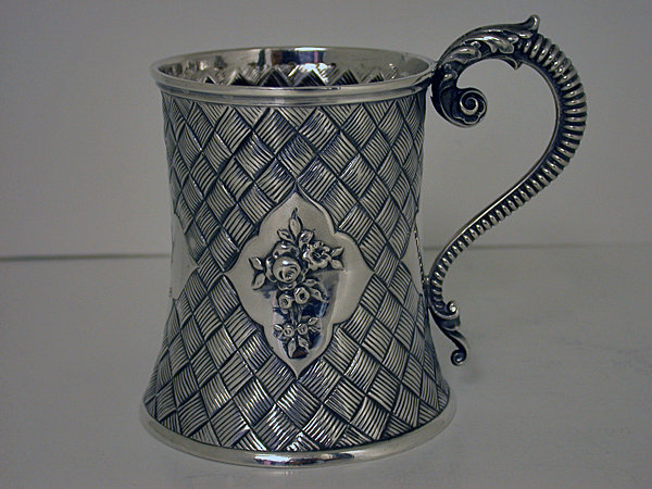 Antique Victorian Silver Mug, London 1863 by Robert Harper.