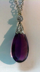Antique Amethyst and Diamond Pendant necklace, English C.1900.