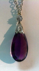 Antique Amethyst and Diamond Pendant necklace, English C.1900.