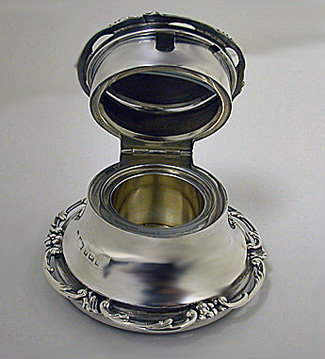Silver Inkwell, Birmingham 1905, H. Matthews.
