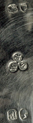 Pair of Antique Victorian large open salts with salt spoons, London 1855, W.R. Smily.