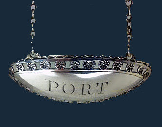 Irish Georgian Silver Wine Label Port, George Nangle, Dublin C.1790.