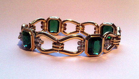 Very Fine Tourmaline Diamond Gold Bracelet.