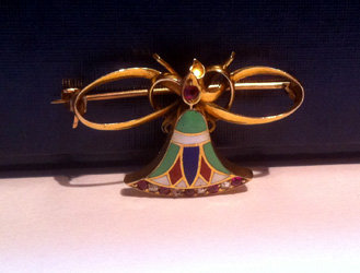 Butterfly Enamel Ruby Diamond C.1920
