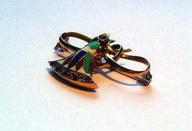 Butterfly Enamel Ruby Diamond C.1920