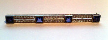 Art Deco Sapphire Diamond Platinum Bar Brooch, C.1920.