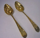 Scottish Georgian silver gilt Berry Spoons, Edinburgh 1799