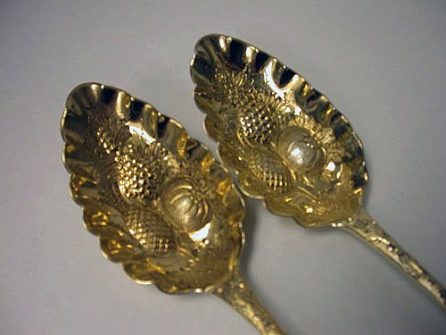 Scottish Georgian silver gilt Berry Spoons, Edinburgh 1799