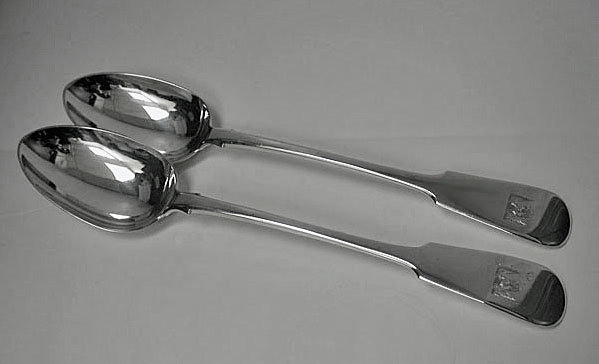 Exeter Silver Serving Spoons, Exeter 1841, Thos Byne