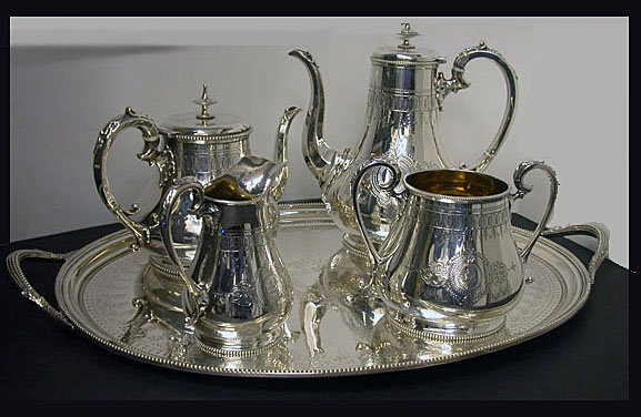 Tea & Coffee Service & Tray Brightcut 1848-78