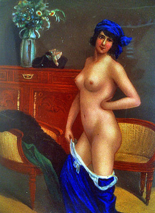 Erotic Nude enamel silver box, C.1920
