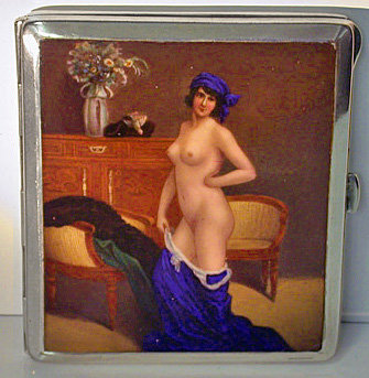 Erotic Nude enamel silver box, C.1920