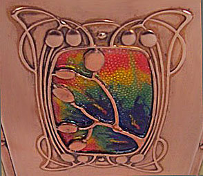 Arts and Crafts Enamel, Copper and Brass Box, C.1900