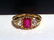 Fine Antique Ruby and Diamond 18K Ring, English C.1875