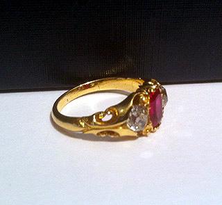 Fine Antique Ruby and Diamond 18K Ring, English C.1875