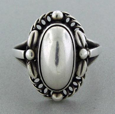 Georg Jensen Harald Nielsen Moonlight Blossom Ring, Denmark, post 1945