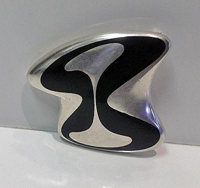 Georg Jensen Henning Koppel abstract enamel sterling Brooch Denmark, C.1969