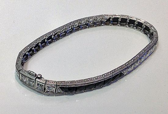 Art Deco Bracelet Platinum Diamond Onyx C.1920.