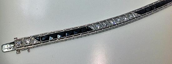 Art Deco Bracelet Platinum Diamond Onyx C.1920.