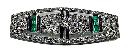 Art Deco Brooch Platinum Diamond Emerald Onyx France C.1920.