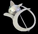 Georg Jensen Sterling reclining Cat Brooch, JoPol C.1945