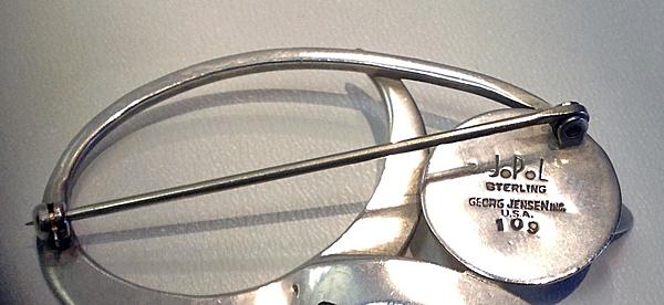 Georg Jensen Sterling reclining Cat Brooch, JoPol C.1945