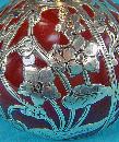 Fine American Art Nouveau Silver overlay rare red glass Vase, C.1900
