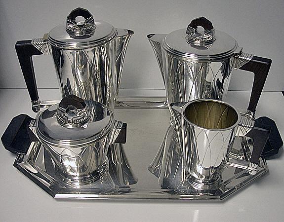 Art Deco Silver Plate Tea and Coffee Service, France C.1930.