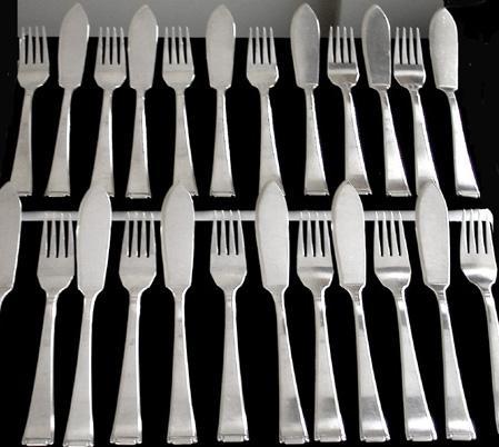 Art Deco Silver Fish Service for 12, Germany circa 1920