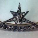 Antique Diamond Crescent Brooch , English C.1880