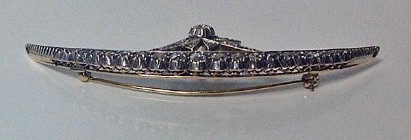 Antique Diamond Crescent Brooch , English C.1880